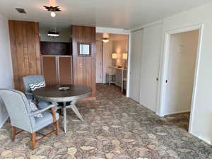 Dining space, kitchen exterior, entry, coat closet, hallway to the bedroom