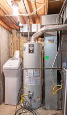 Utilities featuring water heater, gas furnace with central air, and water softener.