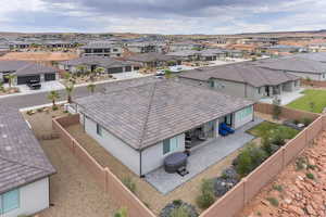 Aerial perspective of suburban area