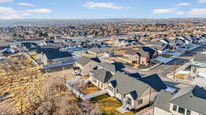 Aerial perspective of suburban area