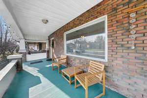 East Facing Front Door and covered porch.