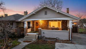 East Facing Front Door and covered porch.