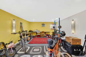 Workout area with recessed lighting