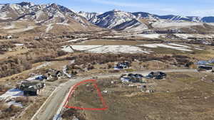 Drone / aerial view of a mountain backdrop