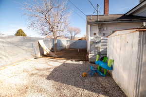 View of fenced backyard