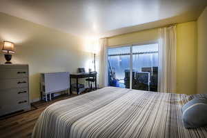 Bedroom LVP flooring and access to exterior thru new sliding glass door