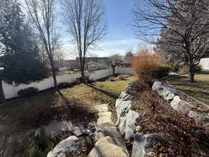 View of fenced backyard