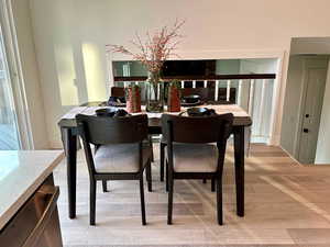 Dining space featuring light wood-style flooring