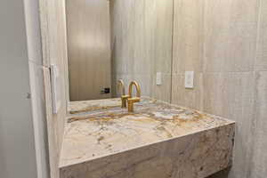 Bathroom featuring Patagonia floating sink