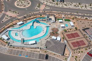 Bird's eye view of a pool area