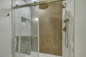 Bathroom with a stall shower