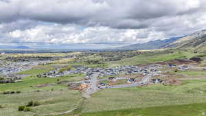 Drone / aerial view of a mountain backdrop