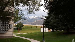 View of yard featuring a mountain view