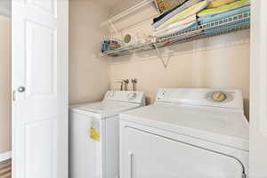 Laundry room with washer and clothes dryer