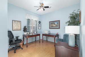Bedroom 3 with bamboo floors and ceiling fan