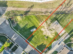 Aerial overview of property's location featuring property parcel outlined