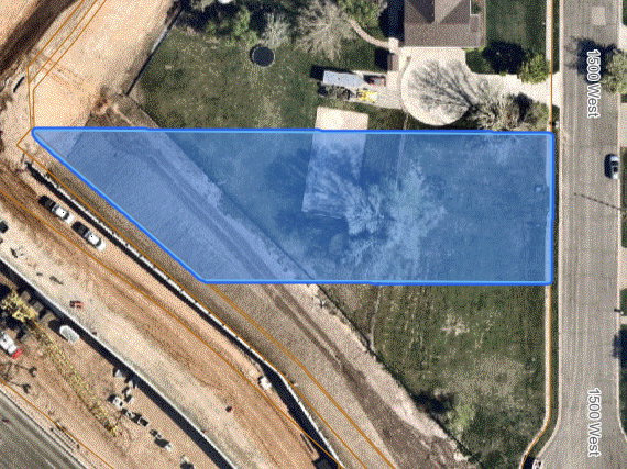 Aerial overview of property's location with property boundaries highlighted