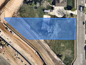 Aerial overview of property's location with property boundaries highlighted