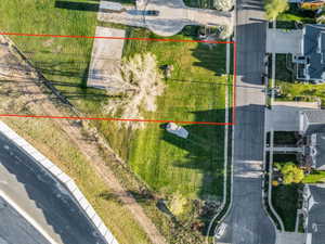 Aerial view of property's location with property parcel outlined