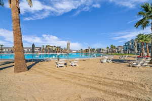 Community pool featuring a patio