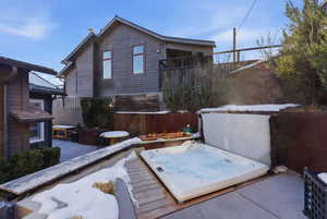 Exterior space featuring a wooden deck