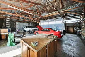 Garage with metal wall