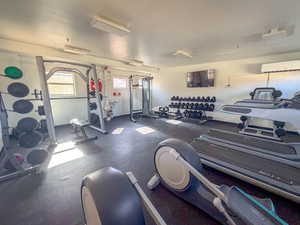 Exercise room with a wall mounted mini split