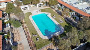 Drone / aerial view of adult pool area