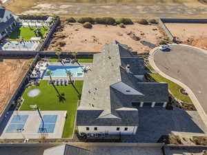 Aerial view of a pool area