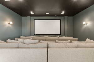 Cinema room with recessed lighting