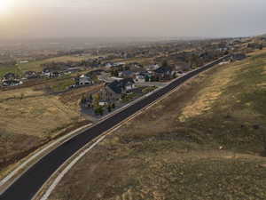 Aerial view at dusk of a residential view
