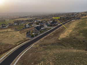 Aerial view at dusk of a residential view