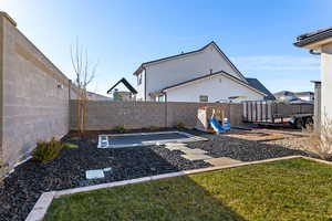 View of fenced backyard