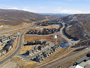 Drone / aerial view of a mountain backdrop