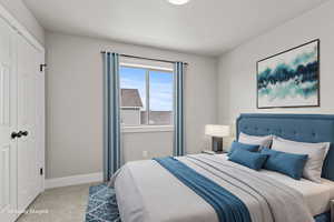 2nd Bedroom featuring carpet floors and a large closet, decorated with ai