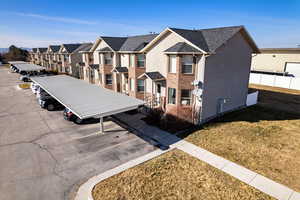Aerial perspective of suburban area