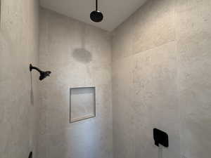 Bathroom view of tiled shower