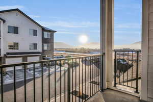 Balcony with a mountain view