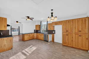 Kitchen with ample cabinetry and workspace.