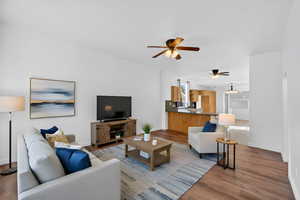 Virtually staged living area with open feel.