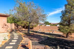 View of fenced backyard