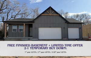 View of front of house featuring board and batten siding, roof with shingles, covered porch, and a garage