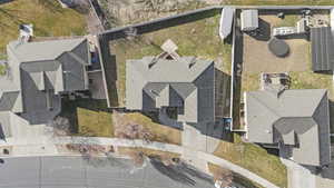 Aerial perspective of suburban area