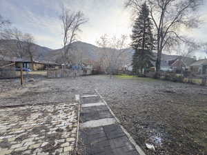 .24 acre lot, view of backyard with a mountain view
