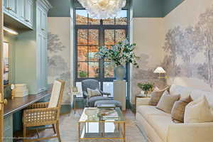 Building lobby with a high ceiling