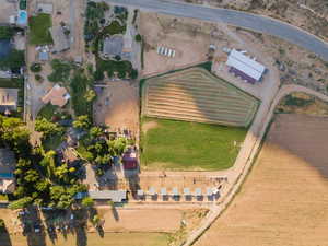 Aerial overview of property's location featuring rural landscape