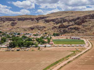 View of mountain backdrop featuring rural landscape