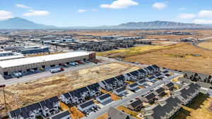 Drone / aerial view of a mountain backdrop