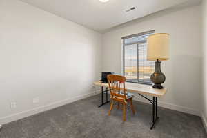 Spare bedroom with carpet flooring and light paint