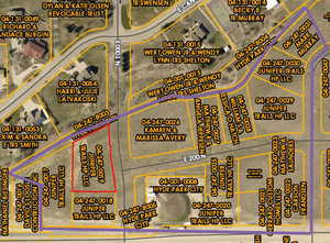 Map / location with property parcel outlined